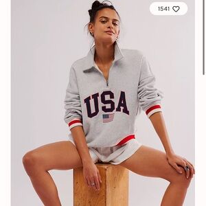Free People Gray USA Sweatshirt